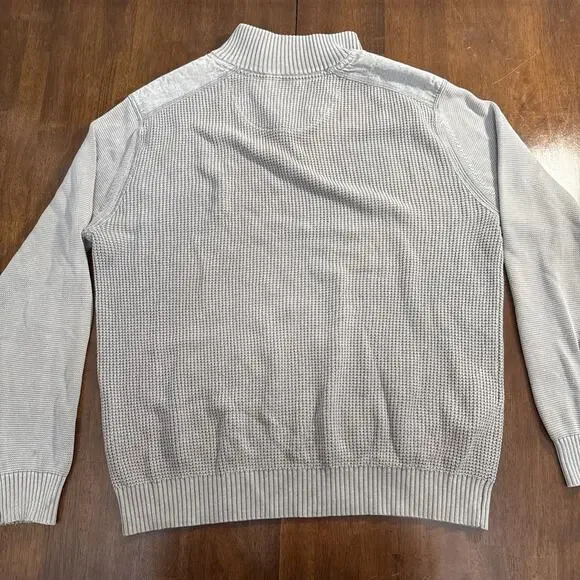 Tommy Bahama Coastal Shores 1/2 Zip Sweater Gray Knit 100% Cotton Size Large - Picture 10 of 11